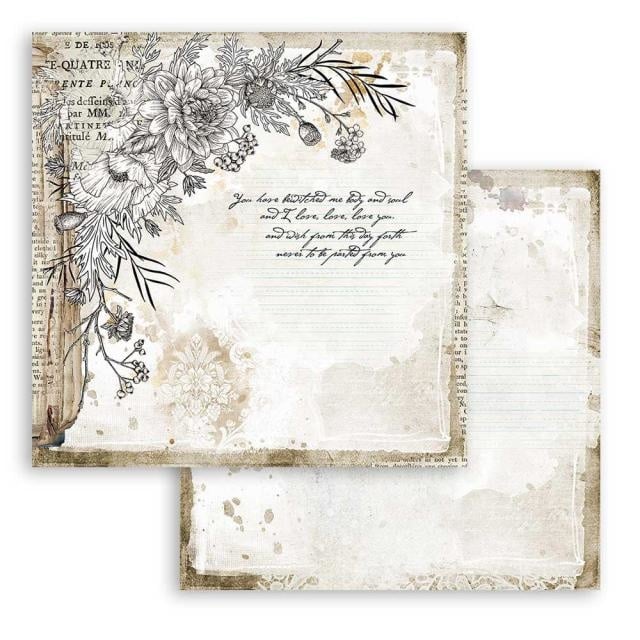 Dubbelzijdig Scrapbook Papier - Romantic Journal corner with flower