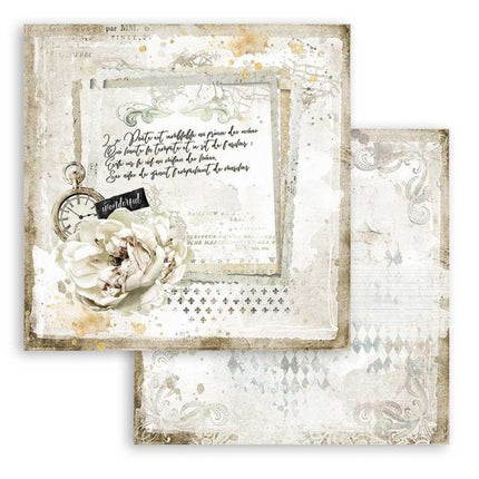 Dubbelzijdig Scrapbook Papier - Romantic Journal letter and clock