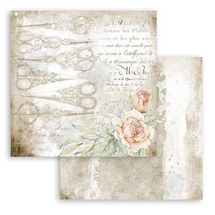 Dubbelzijdig Scrapbook Papier - Romantic Threads scissors
