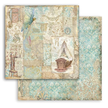 Dubbelzijdig Scrapbook Papier - Sleeping Beauty cradle