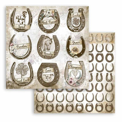 Dubbelzijdig Scrapbook Papier - Romantic Horses horseshoe