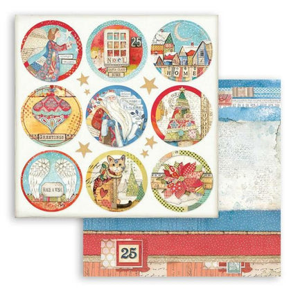 Dubbelzijdig Scrapbook Papier - Christmas Patchwork rounds