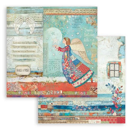 Dubbelzijdig Scrapbook Papier - Christmas Patchwork angel