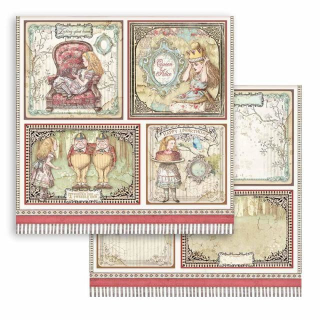 Dubbelzijdig Scrapbook Papier - Alice cards