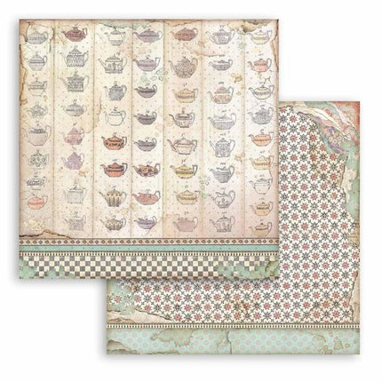 Dubbelzijdig Scrapbook Papier - Tea cup texture