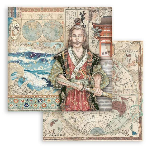 Dubbelzijdig Scrapbook Papier - Sir Vagabond in Japan samurai