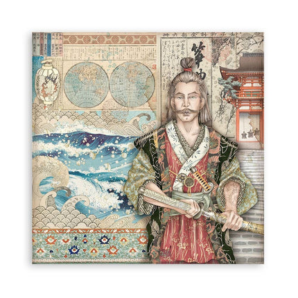 Dubbelzijdig Scrapbook Papier - Sir Vagabond in Japan samurai