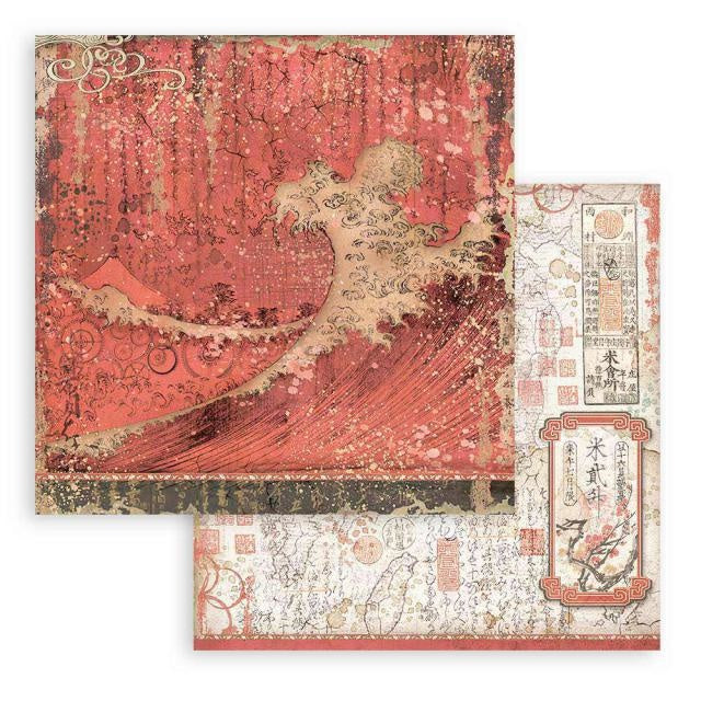 Dubbelzijdig Scrapbook Papier - Sir Vagabond in Japan red texture