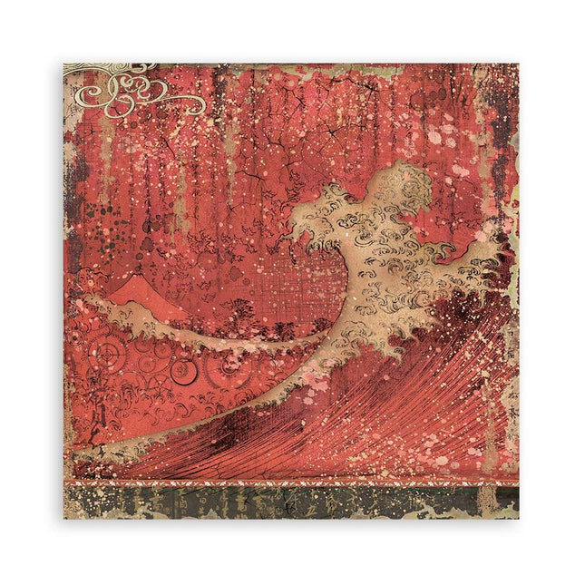 Dubbelzijdig Scrapbook Papier - Sir Vagabond in Japan red texture