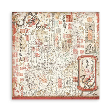 Dubbelzijdig Scrapbook Papier - Sir Vagabond in Japan red texture