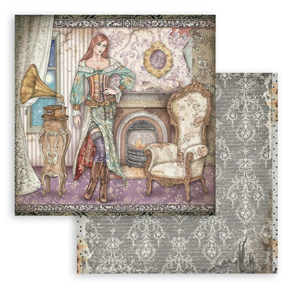 Dubbelzijdig Scrapbook Papier - Lady Vagabond Lifestyle gramophone