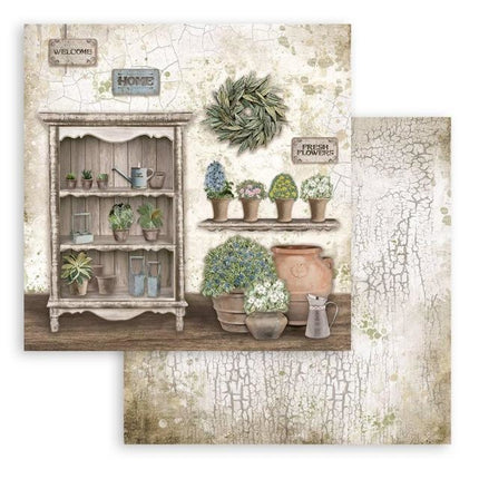 Dubbelzijdig Scrapbook Papier - Romantic Garden House cupboard