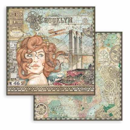 Dubbelzijdig Scrapbook Papier - Sir Vagabond Aviator lady