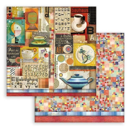 Dubbelzijdig Scrapbook Papier - Bauhaus cups