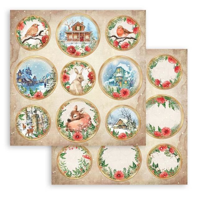Dubbelzijdig Scrapbook Papier - Romantic Home for the holidays rounds