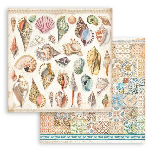 Dubbelzijdig Scrapbook Papier - Blue Dream shells