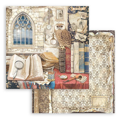 Dubbelzijdig Scrapbook Papier - Vintage Library owl