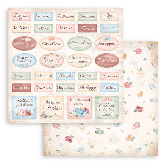 Dubbelzijdig Scrapbook Papier - Create Happiness Oh lá lá labels