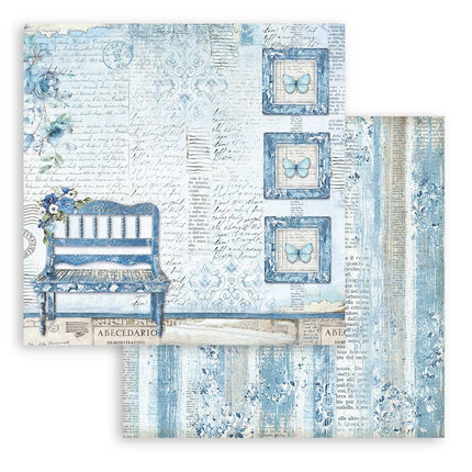 Dubbelzijdig Scrapbook Papier - Blue Land bench