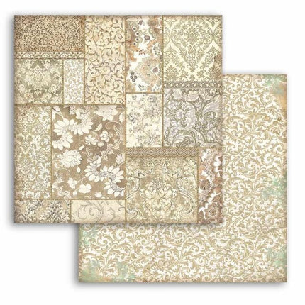 Dubbelzijdig Scrapbook Papier - Christmas Greetings Ochre patchwork
