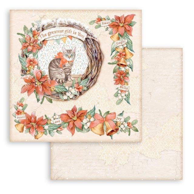 Dubbelzijdig Scrapbook Papier - All Around Christmas garland