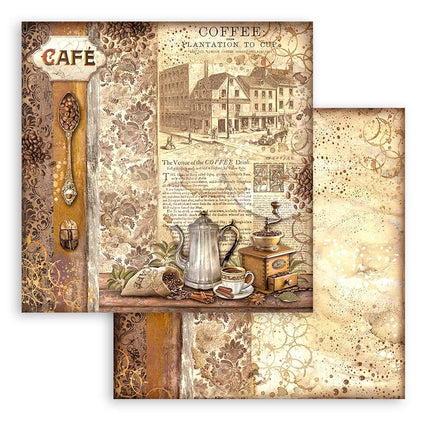 Dubbelzijdig Scrapbook Papier - Coffee and Chocolate grinder