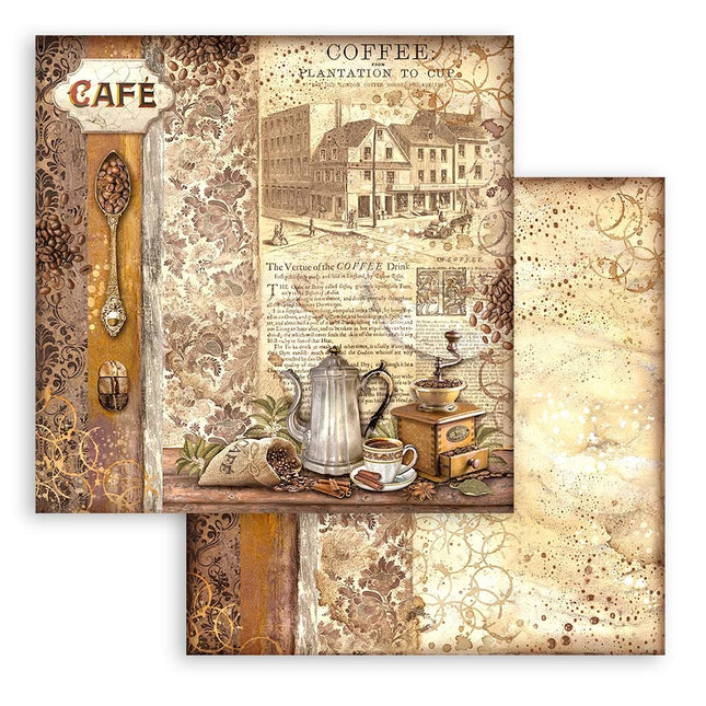 Dubbelzijdig Scrapbook Papier - Coffee and Chocolate grinder
