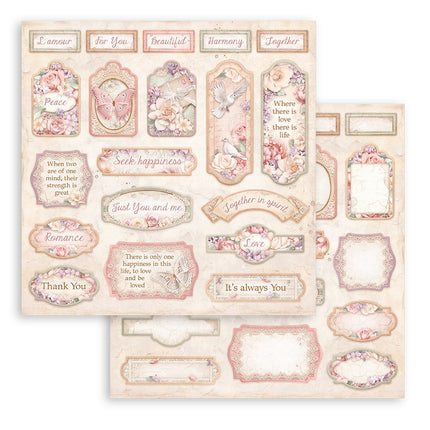 Dubbelzijdig Scrapbook Papier - Romance Forever tags