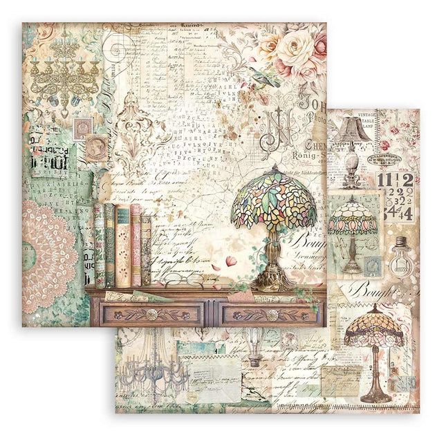 Dubbelzijdig Scrapbook Papier - Brocante Antiques lampshade