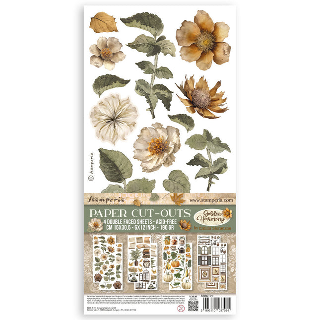 Paper cut-outs Double Face - 4 sheets cm. 15x30,5 - Golden Harmony