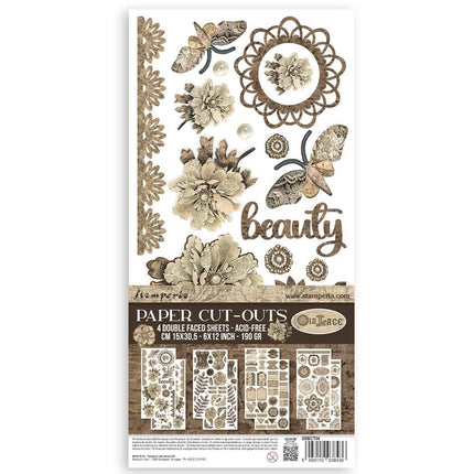 Paper cut-outs 2 Double Face -  4 sheets cm. 15x30,5 - Old Lace