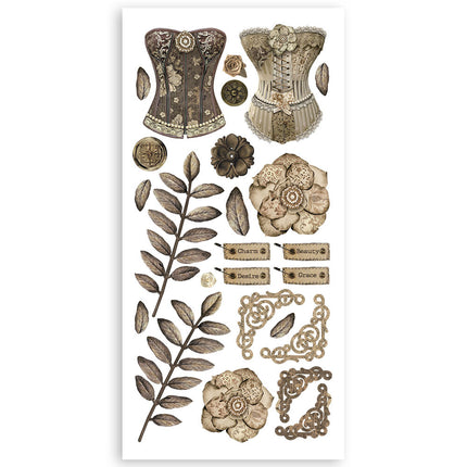 Paper cut-outs 2 Double Face -  4 sheets cm. 15x30,5 - Old Lace