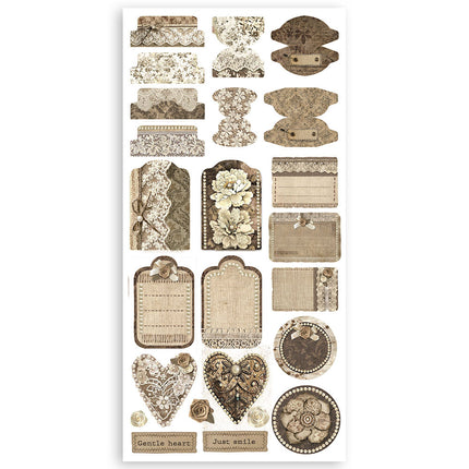 Paper cut-outs 2 Double Face -  4 sheets cm. 15x30,5 - Old Lace