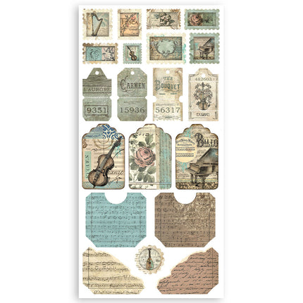 Paper cut-outs 2 Double Face -  4 sheets cm. 15x30,5 - Music