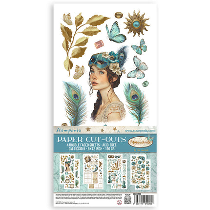 Paper cut-outs 2 Double Face -  4 sheets cm. 15x30,5 - Masquerade
