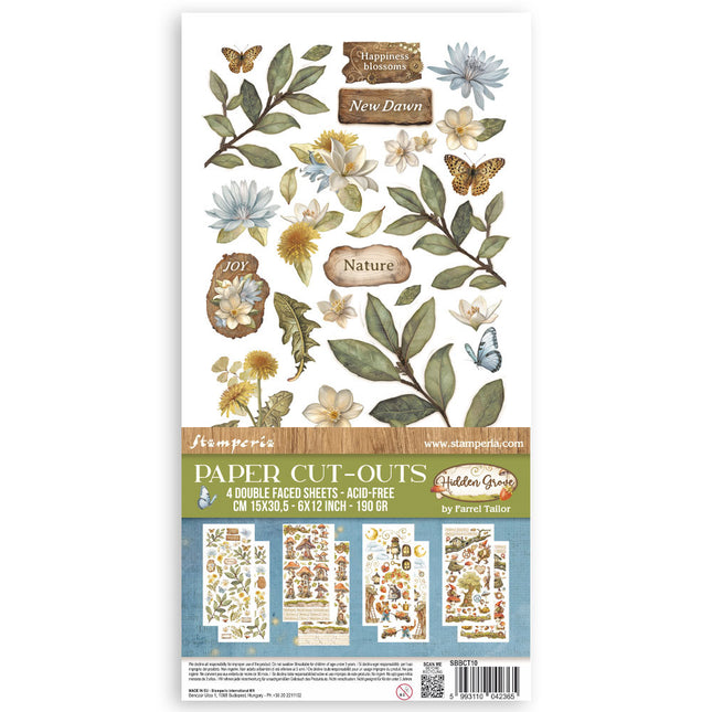 Paper cut-outs 2 Double Face -  4 sheets cm. 15x30,5 - Hidden Grove