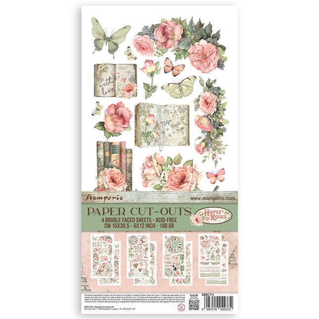 Paper cut-outs 2 Double Face -  4 sheets cm. 15x30,5 - House of Roses