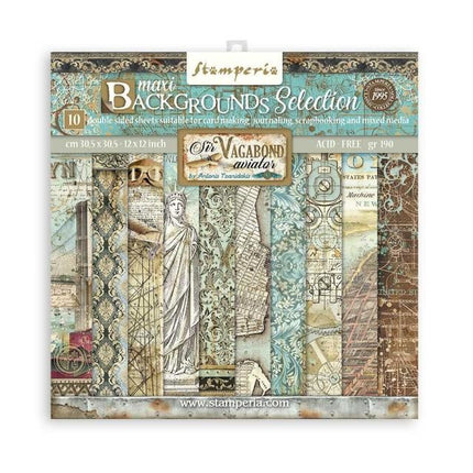 Papierblok 30,5x30,5 cm - 10 vellen Maxi Background selection - Sir Vagabond Aviator