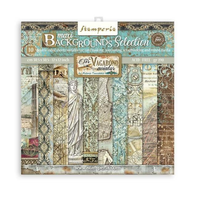 Papierblok 30,5x30,5 cm - 10 vellen Maxi Background selection - Sir Vagabond Aviator