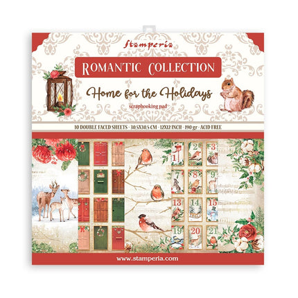 Papierblok 30,5x30,5 cm - 10 vellen - Romantic Home for the holidays