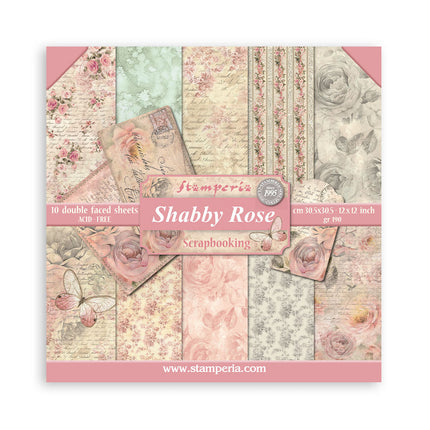 Papierblok 30,5x30,5 cm - 10 vellen - Shabby Rose