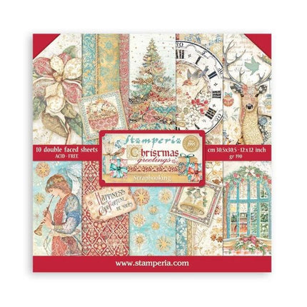 Papierblok 30,5x30,5 cm - 10 vellen - Christmas Greetings