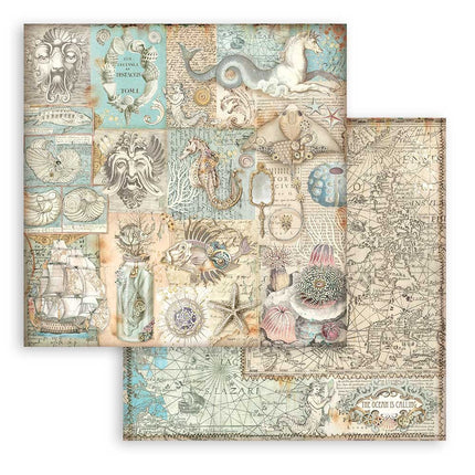 Papierblok 30,5x30,5 cm - 10 vellen - Songs of the Sea