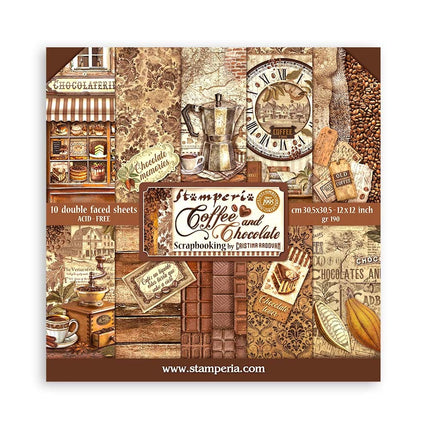 Papierblok 30,5x30,5 cm - 10 vellen - Coffee and Chocolate