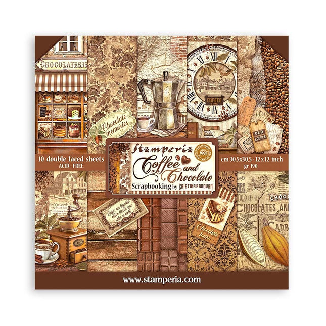 Papierblok 30,5x30,5 cm - 10 vellen - Coffee and Chocolate