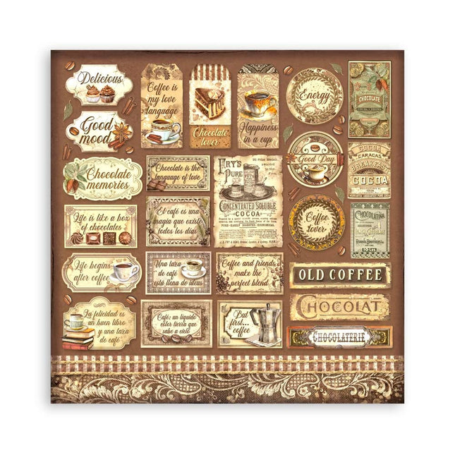 Papierblok 30,5x30,5 cm - 10 vellen - Coffee and Chocolate
