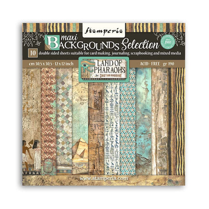 Papierblok 30,5x30,5 cm - 10 vellen Maxi Background selection -Fortune/ Land of Pharaohs