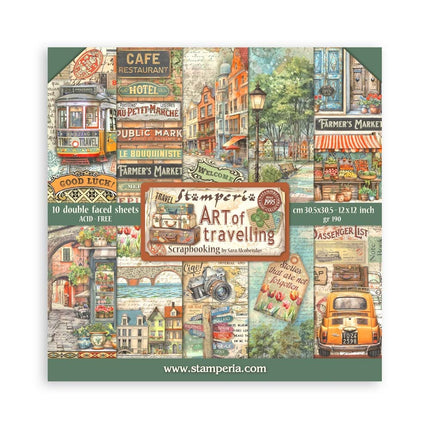 Papierblok 30,5x30,5 cm - 10 vellen - Art of Travelling