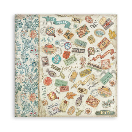Papierblok 30,5x30,5 cm - 10 vellen - Art of Travelling