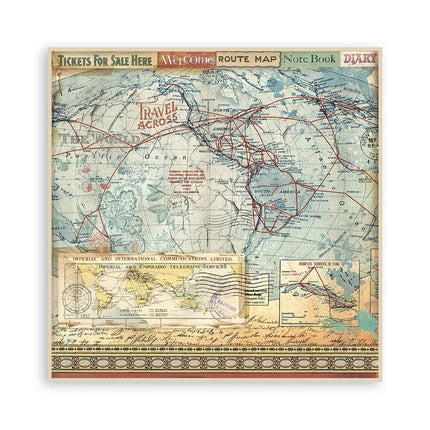 Papierblok 30,5x30,5 cm - 10 vellen - Art of Travelling